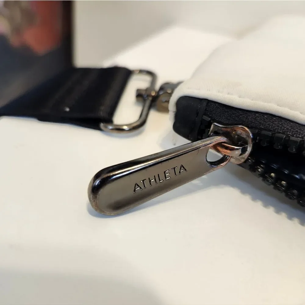 New Caraa x Athleta Neoprene Ivory Black Convertible Crossbody Waist Bag Ret.$78